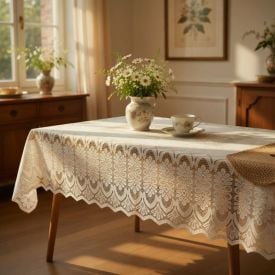 Toalha de Mesa Retangular 1,50M X 2,20M Arabesco Havan Casa - Branco