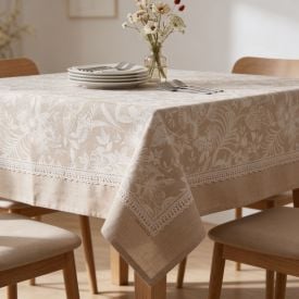 Toalha de Mesa Quadrada 1,80X1,80 m Clean Renova Döhler - Lana Bege