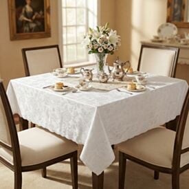 Toalha de Mesa Térmica 1,38X1,38 m Salehtex - Branca Jacquard