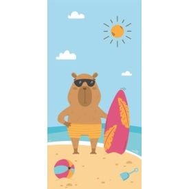 Toalha de Praia Aveludada 100% Algodão Döhler - CAPIVARA SURF