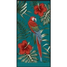 Toalha de Praia Aveludada 100% Algodão Döhler - ARARA VERDE