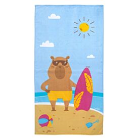 Toalha de Praia Aveludada 100% Algodão Döhler - Capivara Surf