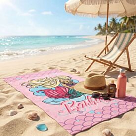 Toalha de Praia Aveludada Infantil Barbie Lepper - Rosa