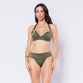 Top Biquíni Meia Taça Reforçado Camila Moretti Verde Militar