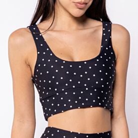 Top Feminino Fitness Duplo Scream Poa Preto/Branco