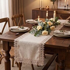 Trilho de Mesa 40Cm X 1,30M Renda Guipir Havan Casa - Veneza Naturale