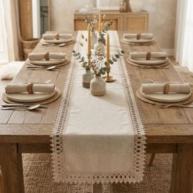 Trilho de Mesa 40Cm X 2,10M Renda Guipir Havan Casa - Veneza Naturale