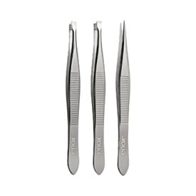 Trio de Pinças para Sobrancelha Enox - Aço Inox