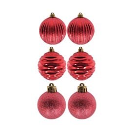 Tubo de Bola Natal 08Cm com 06 Unidades Havan Casa - Vermelho