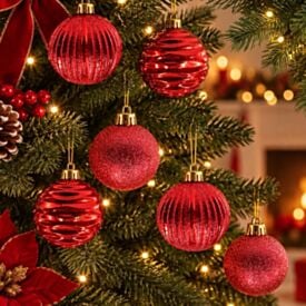 Tubo de Bola Natal 08Cm com 06 Unidades Havan Casa - Vermelho