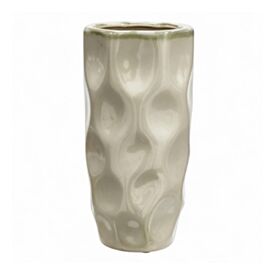 Vaso Cerâmica Bege 24Cm Florarte Design Minimalista - Bege
