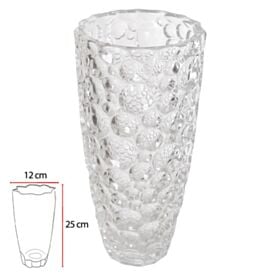 Vaso em Vidro Florarte Transparente 25Cm - Texturizado
