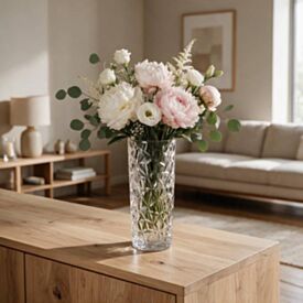 Vaso de Vidro Transparente Florarte 25Cm - Texturizado