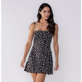 Vestido Feminino Curto Com Amarração Boby Blues Estampado Coracao