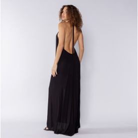 Vestido Feminino Longo De Alça Com Decote Boby Blues Preto