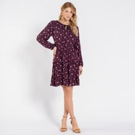 Vestido Feminino Manga Longa Com Babado Boby Blues Floral