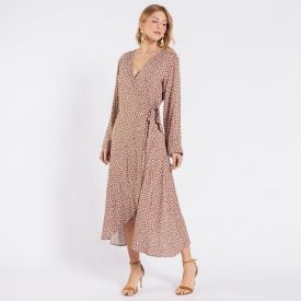 Vestido Feminino Midi Transpassado Patricia Foster Estampado