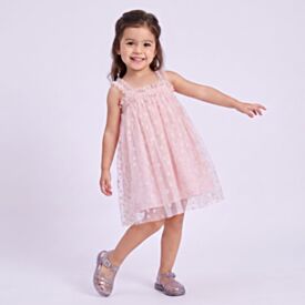 Vestido Infantil Menina 1 a 3 Anos Em Tule Yoyo Kids Flor Margarida