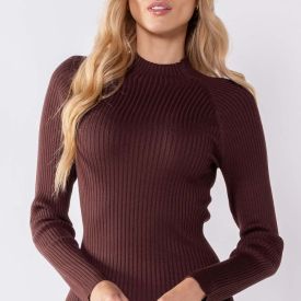 Vestido Midi Feminino De Tricô Boby Blues Marrom