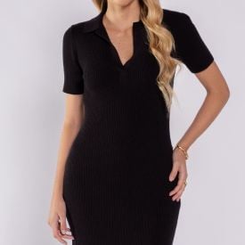 Vestido Midi Feminino De Tricot Patricia Foster Preto