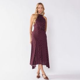 Vestido Midi Feminino Gola Alta Assim&eacute;trico Patricia Foster