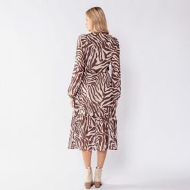 Vestido Midi Feminino Manga Longa Patricia Foster Estampado