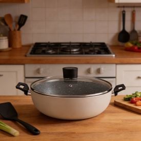 Wok Ebony com Tampa 28Cm Brinox - Champagne