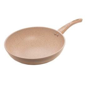Wok De Indução Alumínio Revestida Cerâmica Granilite Lyor 3,9Litros - Bege