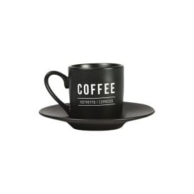 Xícara Com Pires Porcelana Manhattan Hauskraft 80 Ml - Preto