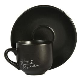 Xícara Com Pires Porcelana Manhattan Hauskraft 90 Ml - Preto
