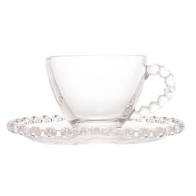 Xícara De Chá Com Pires Lyor Coração 170Ml - Transparente