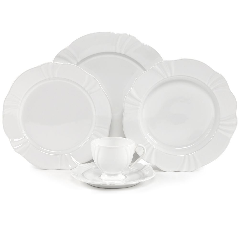 Aparelho de Jantar Oxford Soleil White 30 Peças - Porcelana Branca
