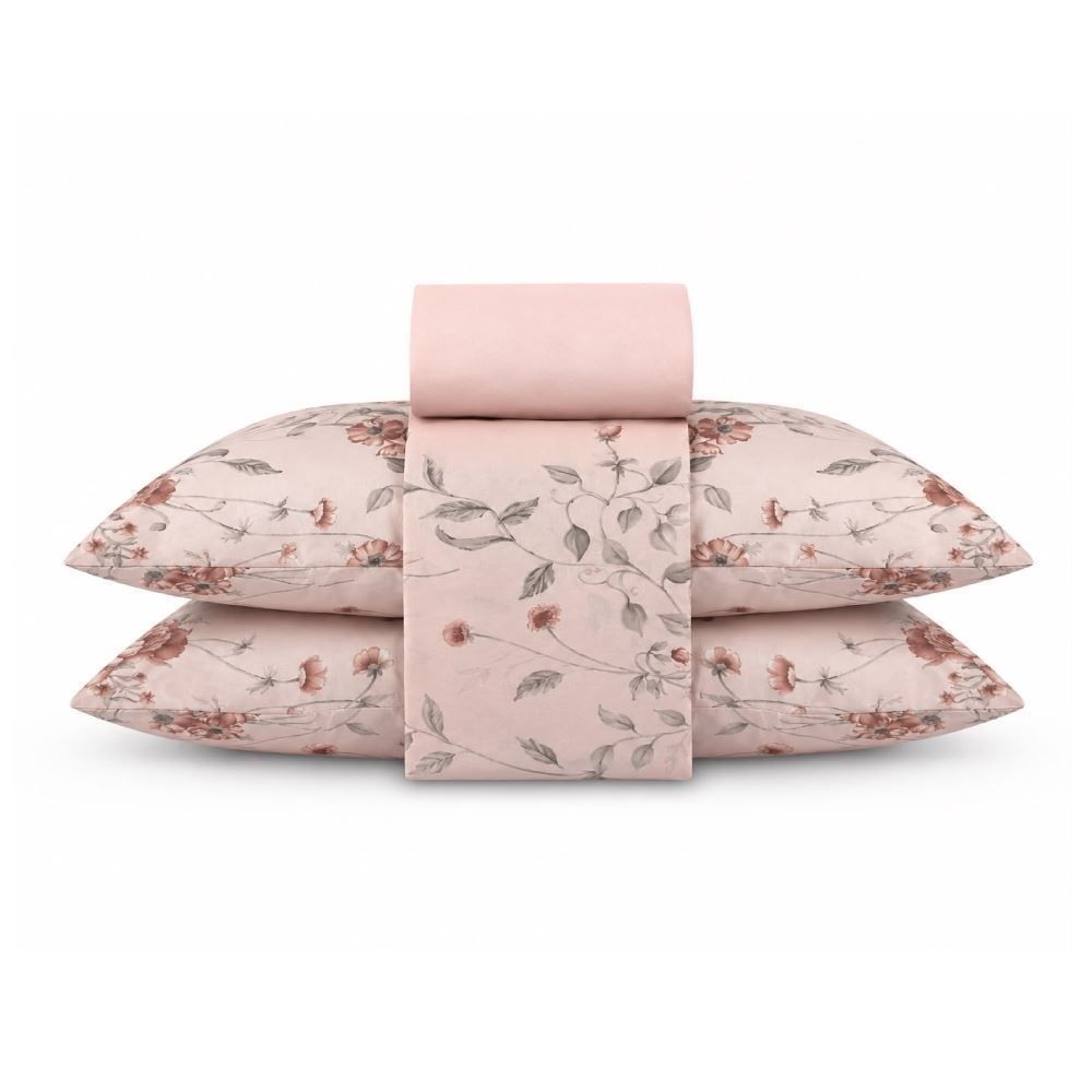 Jogo de Cama Queen Napoli Havan Casa 4 pçs - Suri Flowers Rosa