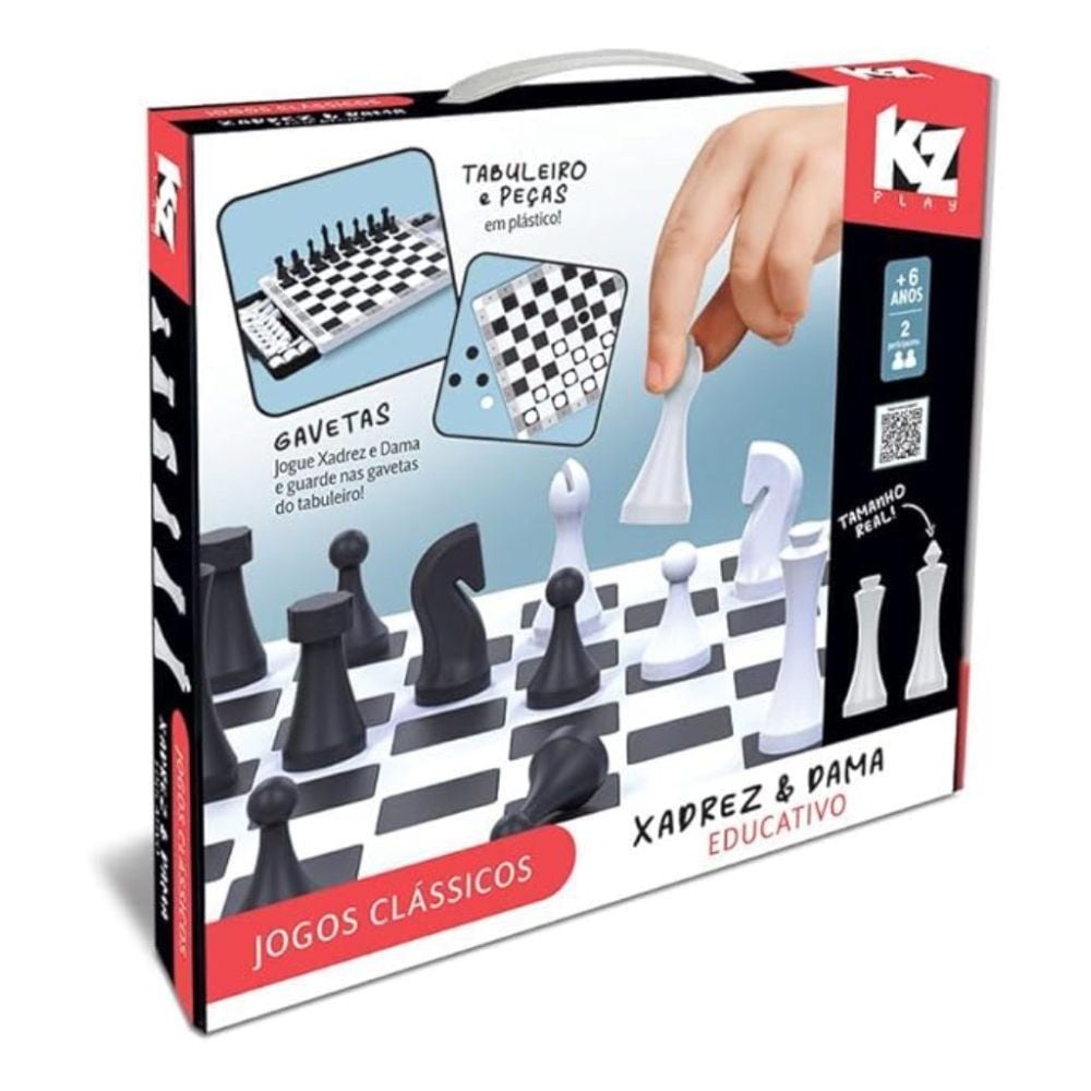 Jogo De Xadrez E Dama Educativo Elka Kz - 1276