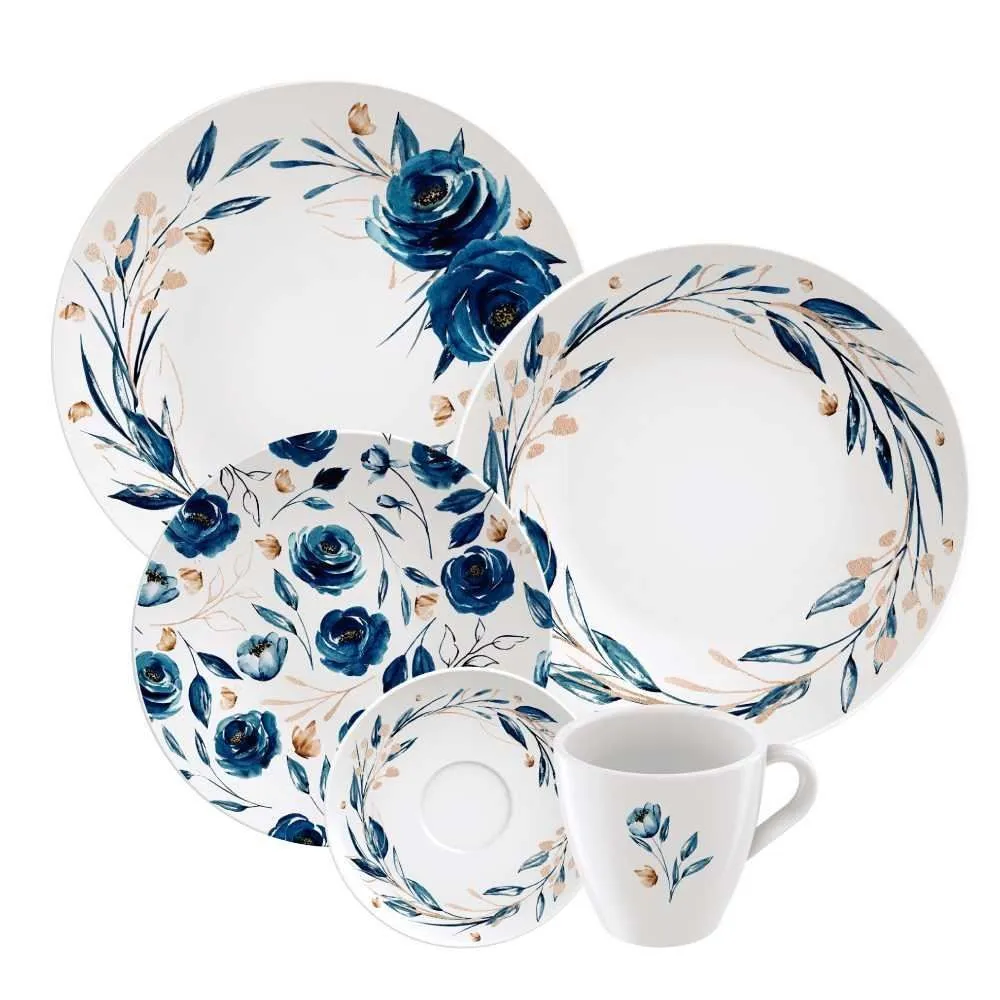 Aparelho De Jantar 20 Peças Porcelana Tramontina Ana Flor