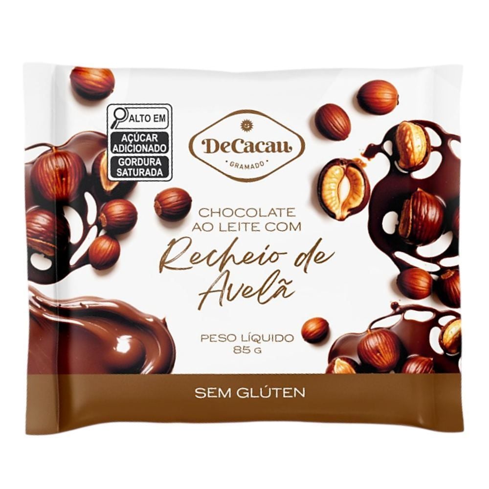 Barra de Chocolate Ao Leite com Avelã Decacau - 85g