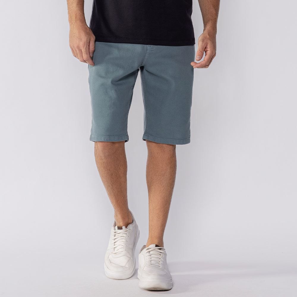 Bermuda Masculina De Sarja Marc Alain Azul Petroleo