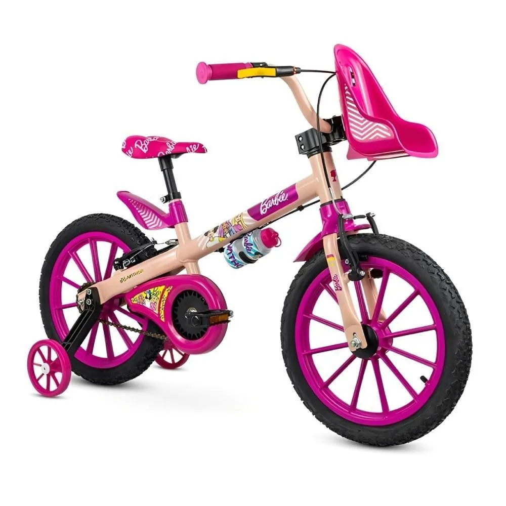 Bicicleta Infantil Aro 16 Barbie Nathor Rosa