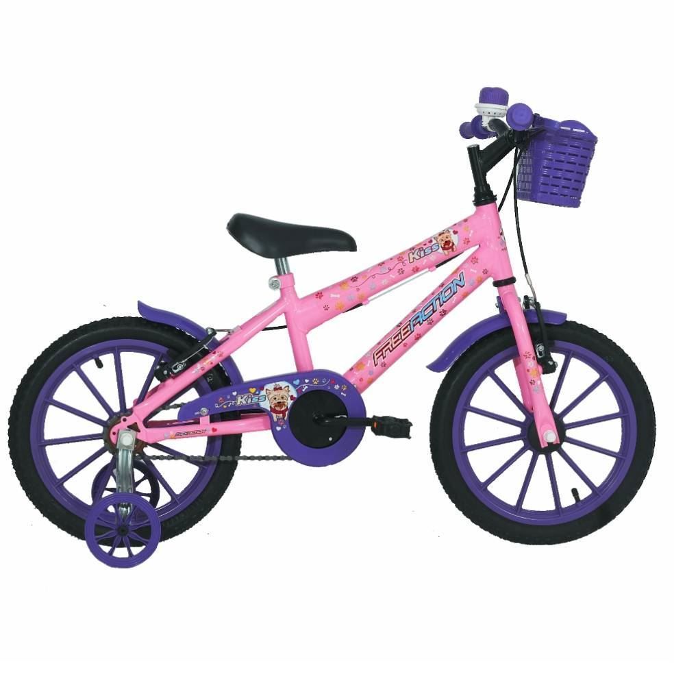 Bicicleta Infantil Free Action Aro 16 Kiss - Rosa