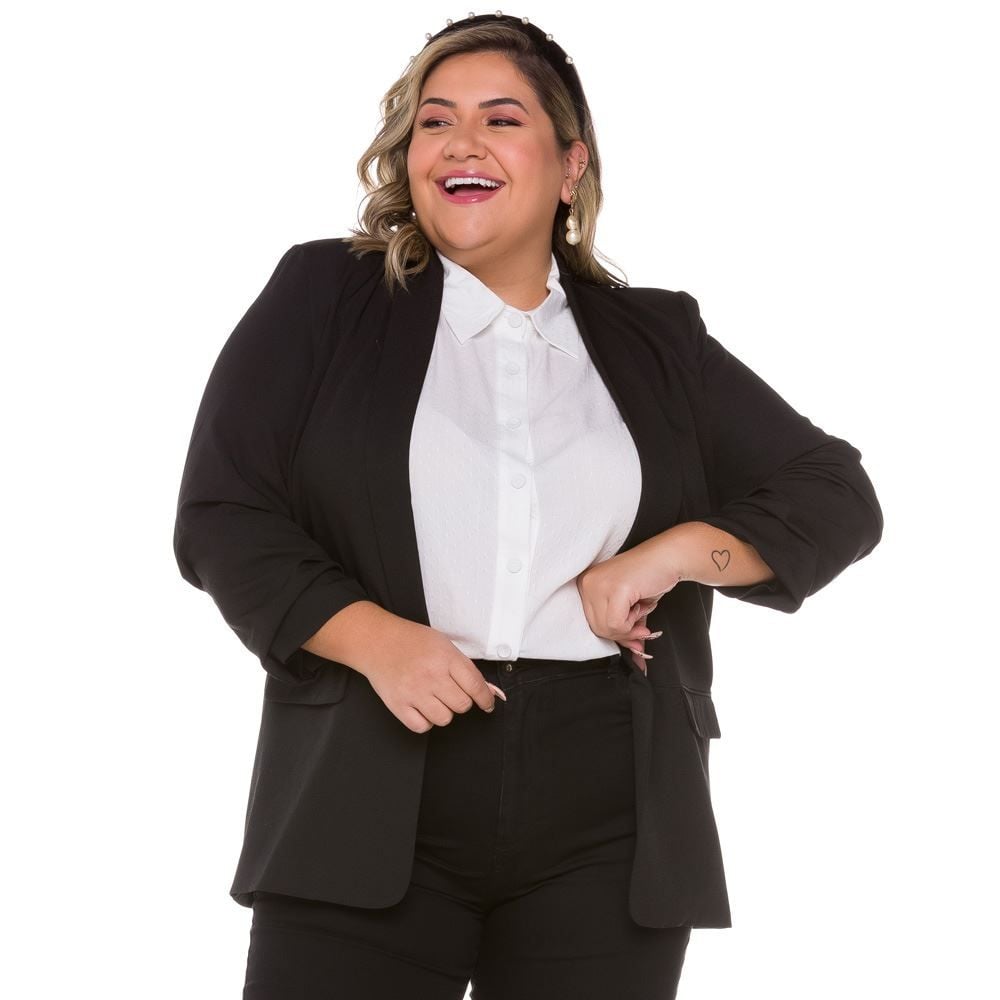 Blazer alfaiataria sales plus size
