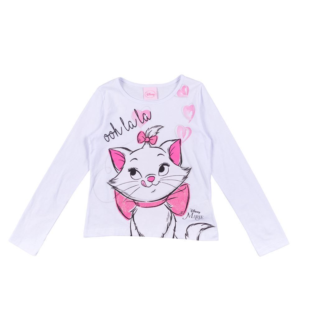 Blusa 4 a 10 anos Manga Longa Gatinha Marie Kamylus Branco