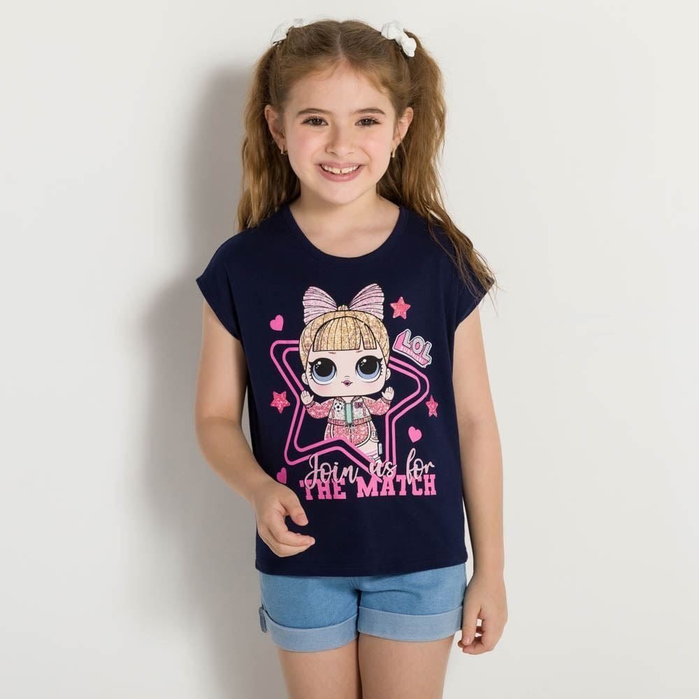 Blusa 4 a 10 anos Malha Estampa Lol Brandili Marinho