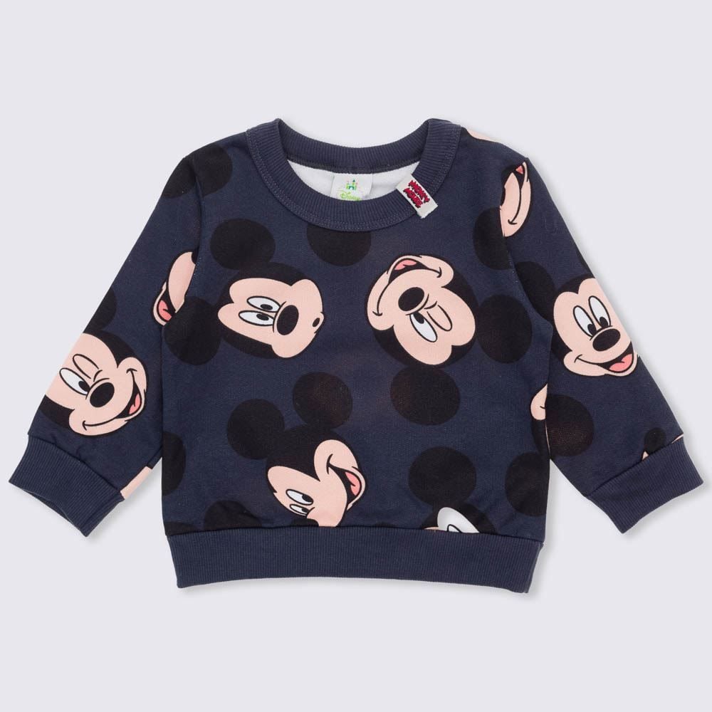 Blus o de Beb Moletom Mickey Rotativo Brandili Cinza Escuro