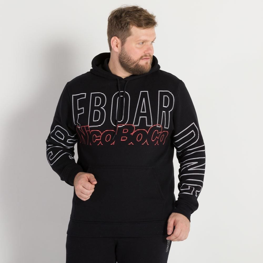 Blus o Plus Size Moletom Felpado Nicoboco Preto