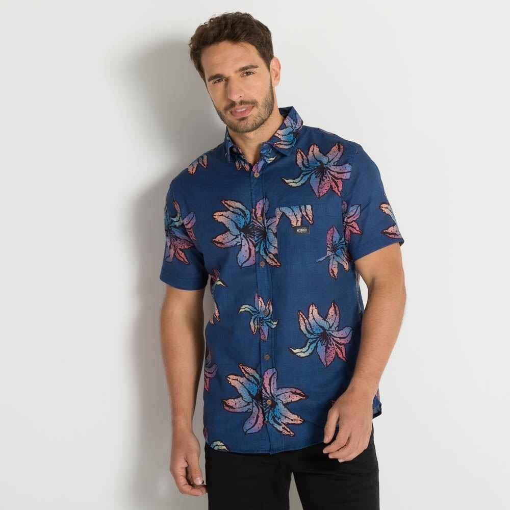 Camisa florida azul sales