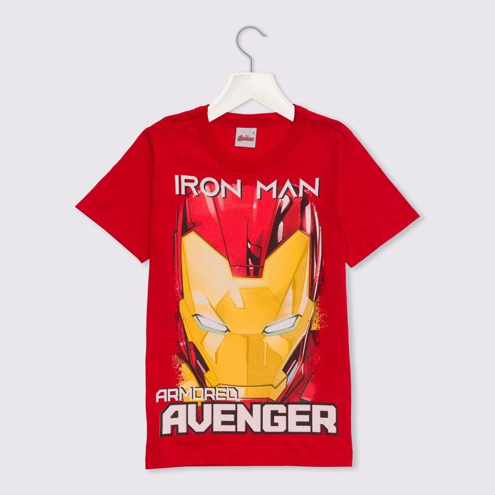 Camiseta infantil Homem de Ferro com músculo 1-4A vermelha, Marvel