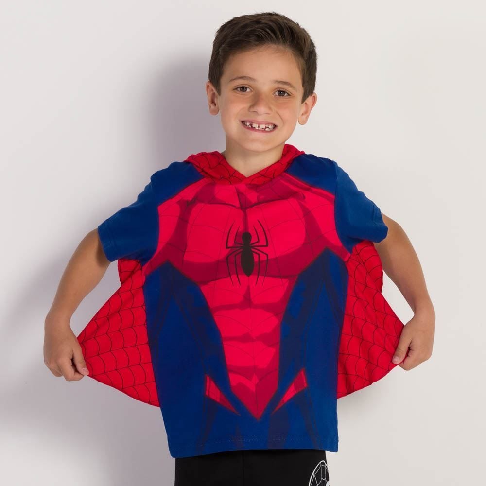 Camiseta 4 a 10 anos Spider Man Capuz Brandili Milano