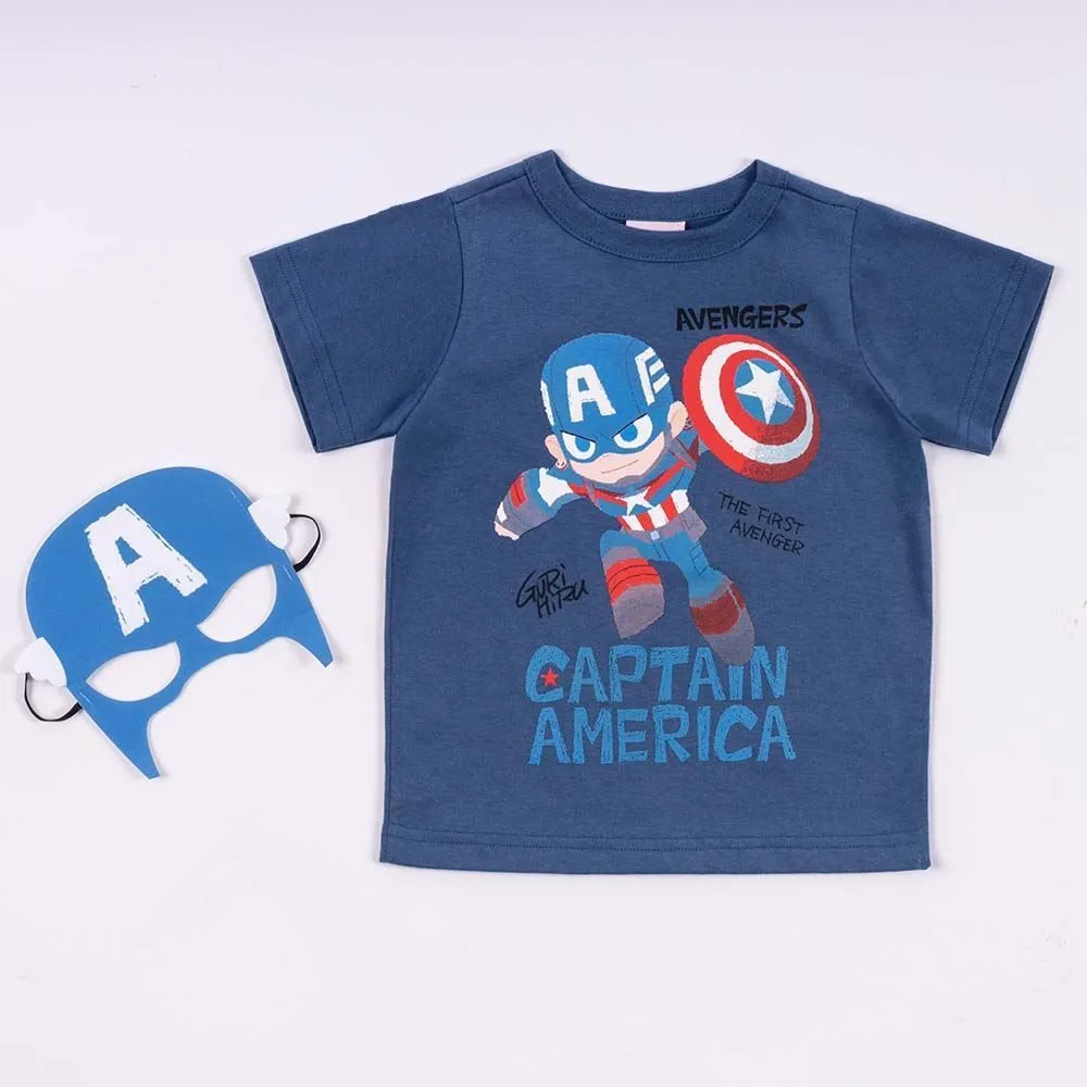 Camiseta Capitão América Infantil a Anos Marvel Azul Atalaia