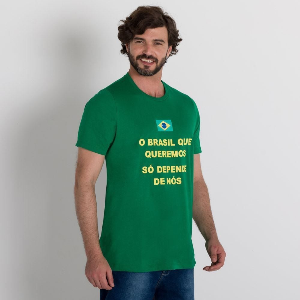 Camiseta O Brasil que Queremos 100% Algodão Verde