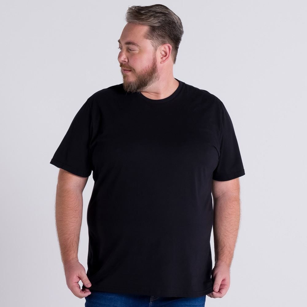 Camiseta Plus Size Básica Marc Alain Preto Menor preço em Camiseta Plus Size Básica Marc Alain Preto